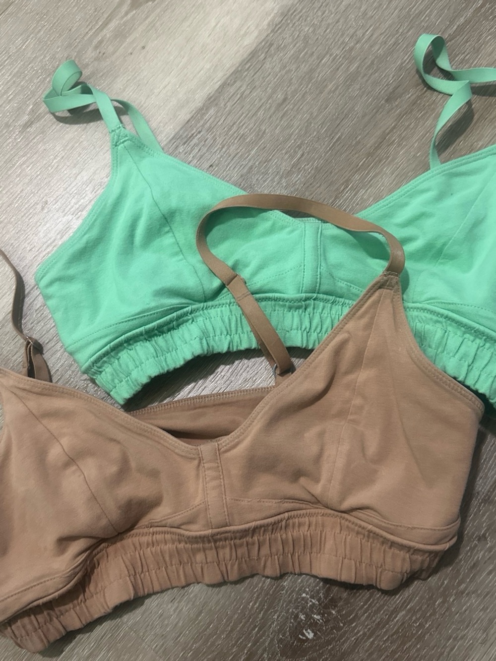 2 Aerie Lounge Bralettes - Mint and Tan